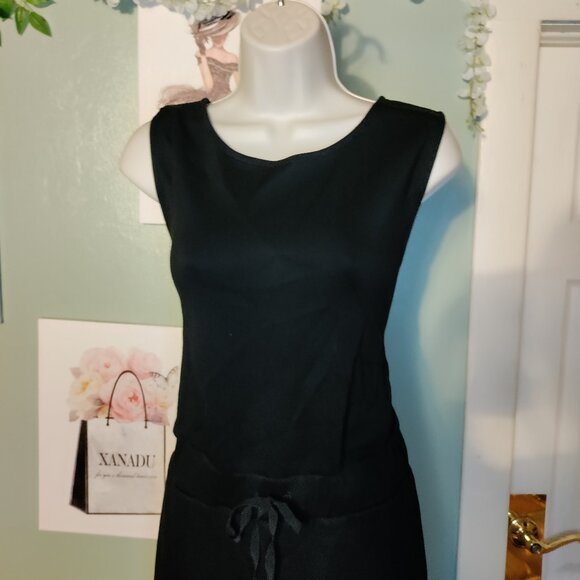 Jumpsuit Casual Wide Leg Long Pant, Crewneck Sleeveless Tie Belt with Pockets - Picture 4 of 10